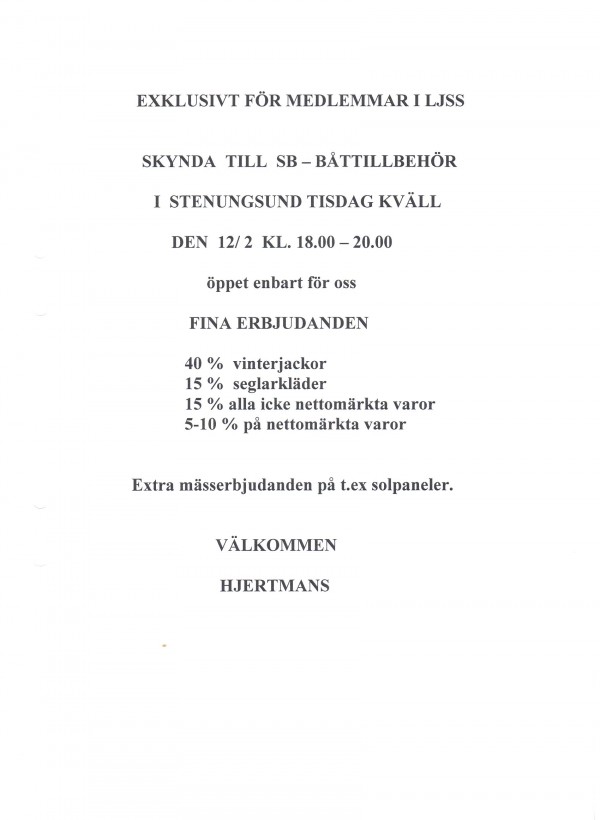 Medlemserbjudande från SB Båttillbehör